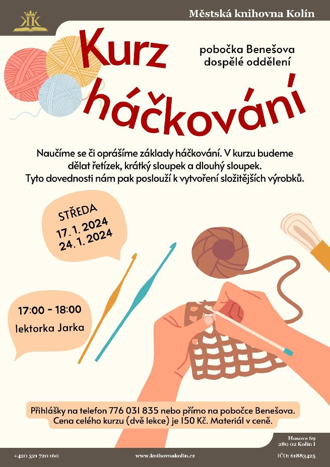 Základní kurz háčkování: Řetízky a sloupky / 19. únor 2025