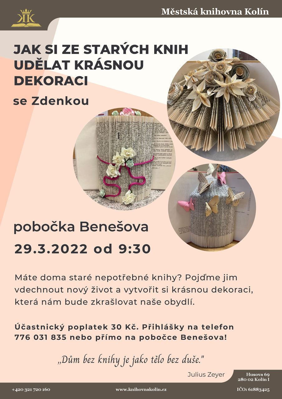 29. 3. 2022 / Tvoření se Zdenkou - Jak si ze starých knih udělat krásnou dekoraci