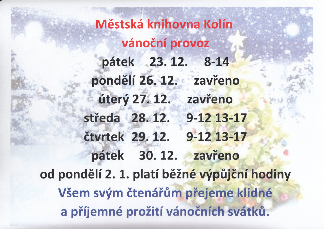 Provoz knihovny v čase vánočních svátků 2022